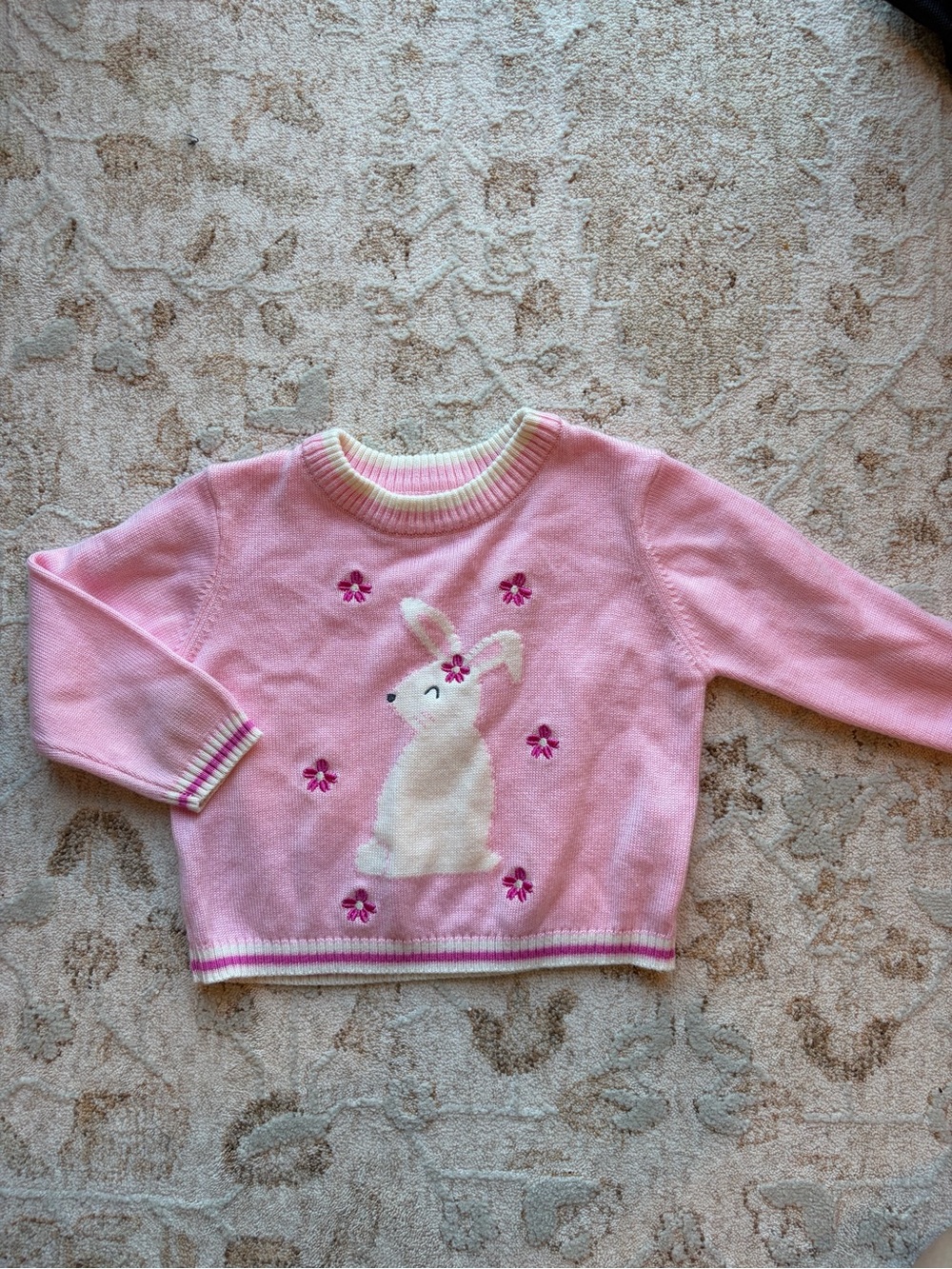 Embroidered Flower Bunny Motif Sweater
